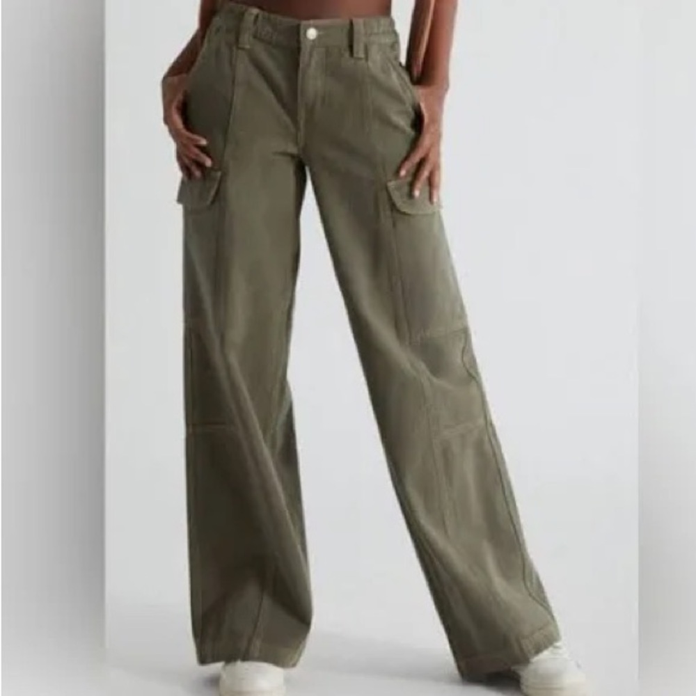 PACSUN Wide Leg High Rise Olive Pant